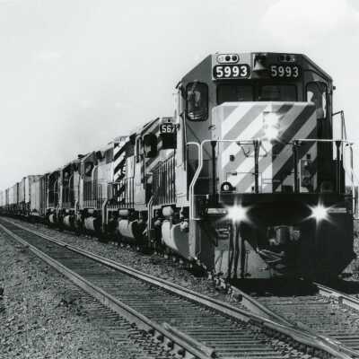 Photograph, Canadian Pacific Engine 5993 leading freight train
