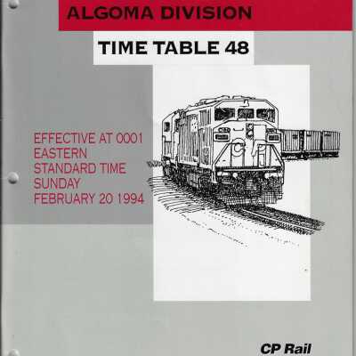 CP Rail System Algoma Division Timetable 48