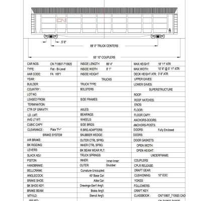 Document, Rolling Stock Plan, Canadian National Railway, CN710807-710920.