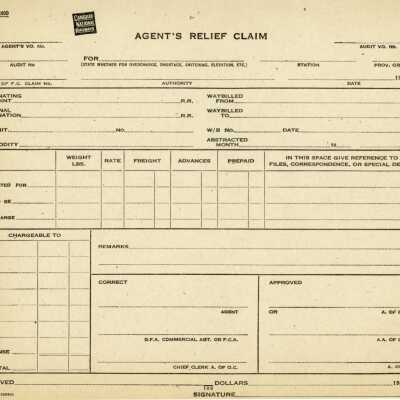 Canadian National Express: Agent's Relief Claim Form