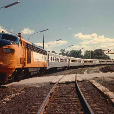 Photograph, CNR Washago Station, Washago, Ontario. ONR Locomotive 2000.
