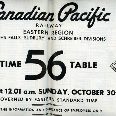 Employee Timetable, Canadian Pacific 56, October 30th 1966