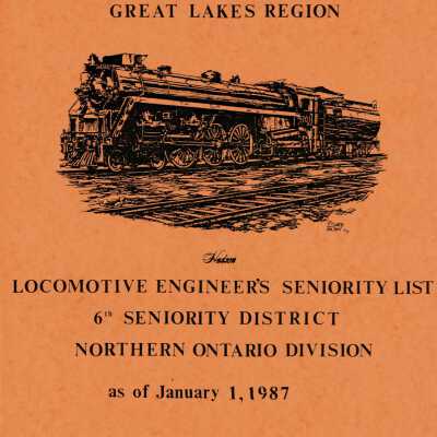 Canadian National Railway, Locomotive Engineer's Seniority District, Northern Ontario District, January 1, 1987.