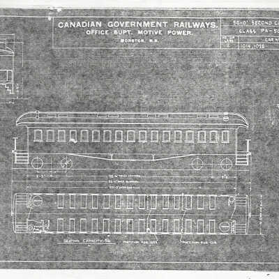 Set of Canadian Government Railways Rolling Stock Blueprints for Second Class Cars (Set of 5)