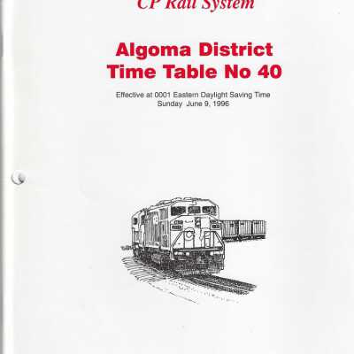 CP Rail System Algoma Division Timetable 40