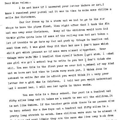 Letter to Miss Helen from Fred Sloman