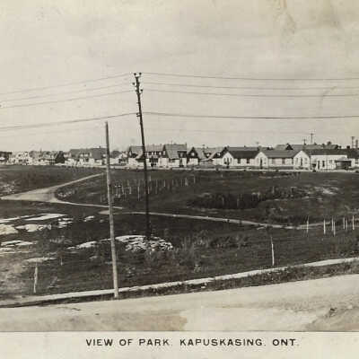 Harold Prescott's Postcard: View of Park in Kapuskasing ON