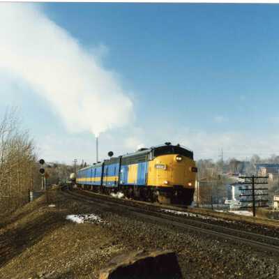 Photograph, VIA Locomotive 6511 East of Sudbury, December 8, 1988.