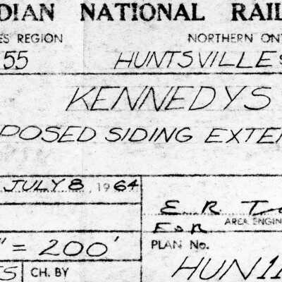 Canadian National Proposed Siding Extension: Huntsville Subdivision Mile 64.55 July 8th, 1964