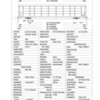 Document, Rolling Stock Plan, Canadian National Railway, CN712115-712222.