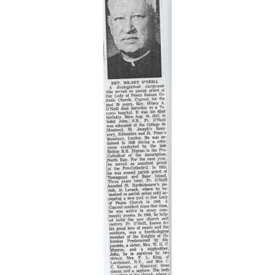 Document, Obituary, Hilary O'Niell.