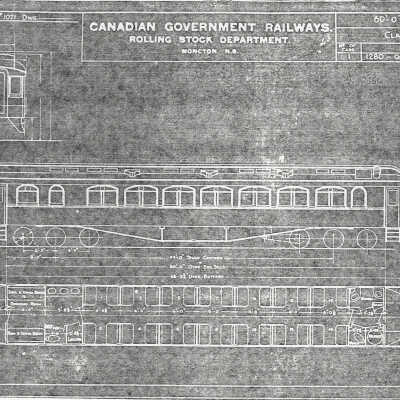 Set of Canadian Government Railways Rolling Stock Blueprints for Tourist Cars (Set of 6)