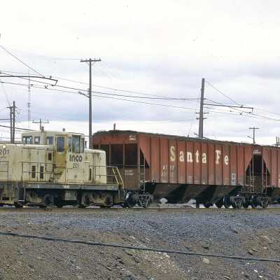 INCO Diesel Locomotive #201 Pulling Ore Cars