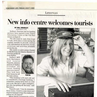 "New info Centre welcomes tourists" in Northern Life