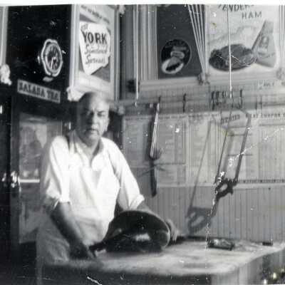 Photo of Roy Barrand in Butcher Shop