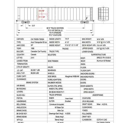 Document, Rolling Stock Plan, Canadian National Railway, CN730000-730024.