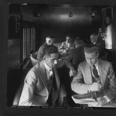 Photograph, Men's smoking room, Canadian Pacific Railway, Solarium Car, 1920's.