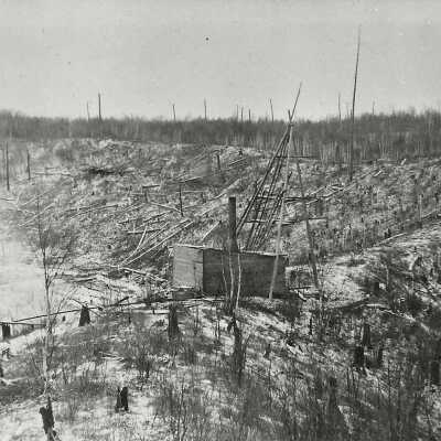 Photograph, Photograph, Drilling Hole Number 309 in the Edison Forty, 250 Feet of E.N.E. of Edison Shaft, (This scene faces west. In the lower left, just of of camera range, lies the site of Thomas Edison's unsuccessful test pit in 1901.)