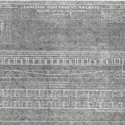 Set of Canadian Government Railways Rolling Stock Blueprints for Colonist Cars (Set of 5)