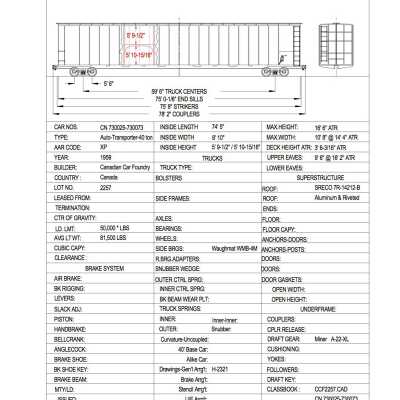 Document, Rolling Stock Plan, Canadian National Railway, CN730025-730073.