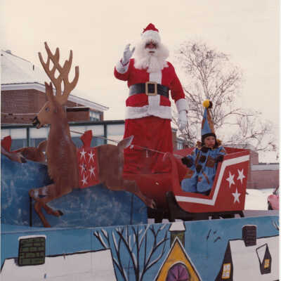 Photograph- Joe Fougere as Santa Claus on Parade Float