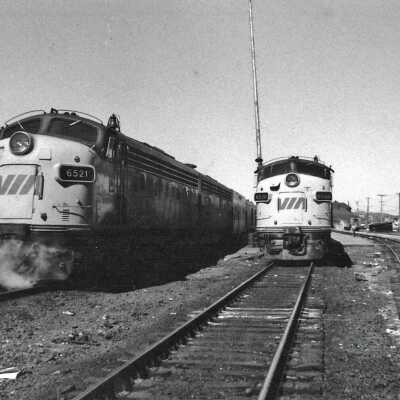 Photograph -Two VIA Rail passenger trains