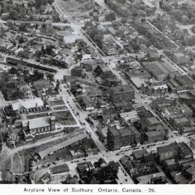 Photograph, Sudbury, Airplane View of Sudbury (Downtown)