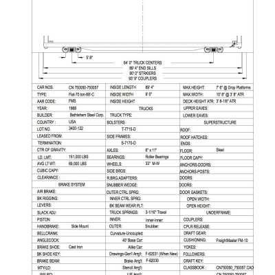 Document, Rolling Stock Plan, Canadian National Railway, CN750050-750057.