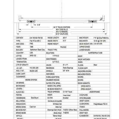 Document, Rolling Stock Plan, Canadian National Railway, CN750100-750130.