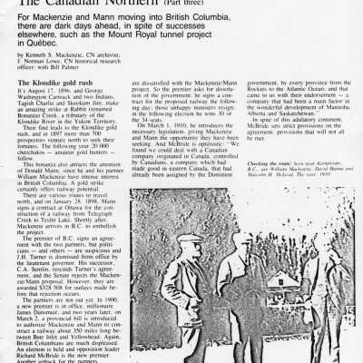 Document, The Canadian Northern, Part 3, CN Movin' Spring 1987.