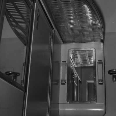 Photograph, Canadian National Railways (CNR) parlor car, mirror in men's bathroom.