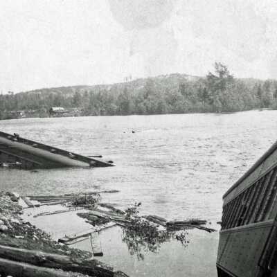 Photograph, CNR No. 4 Passenger Train Wreck, 4 Miles West of Capreol, Engineer Charles Virtue, June 1930.