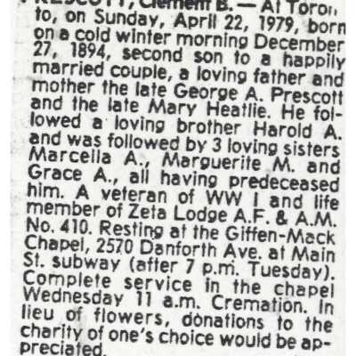 Document, Obituary, Clement B. Prescott.