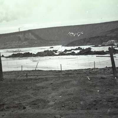 Photograph, View from CPR line showing Water upstream from CNR line, Copper Cliff, Ontario.