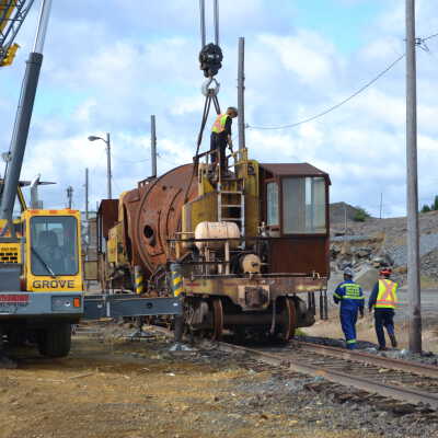 Photograph, NORMHC, Hot Metal Car move from INCO to Prescott Park.