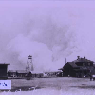 Photograph, CNR Station at Gogama, Fire, June 21st 1941.