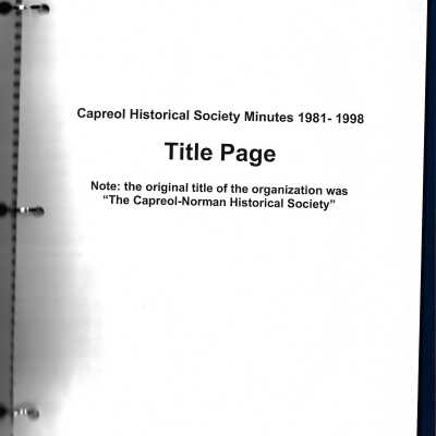 Capreol Historical Society Minutes 1981-1998