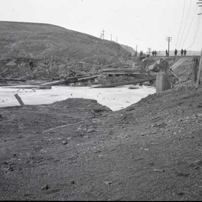 Photograph, View towards CNR Br 109.5 from CPR Line, Copper Cliff, Ontario.