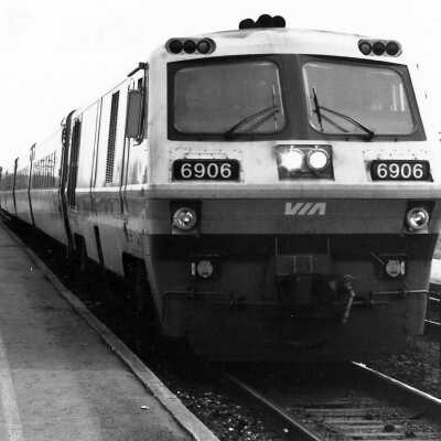 Photograph - Passengers waiting to board VIA Rail train no. 6906