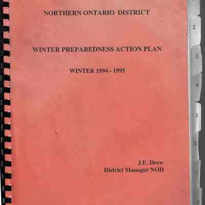 Northern Ontario District Winter Preparedness Action Plan: Winter 1994-95