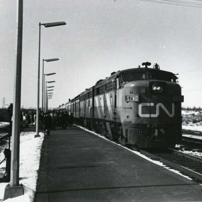 Photograph, Canadian National Locomotive 5750, Sudbury Junction, March 13th 1966.