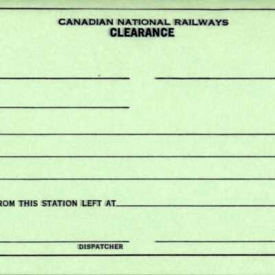 Document, Canadian National Clearance Blank Form.