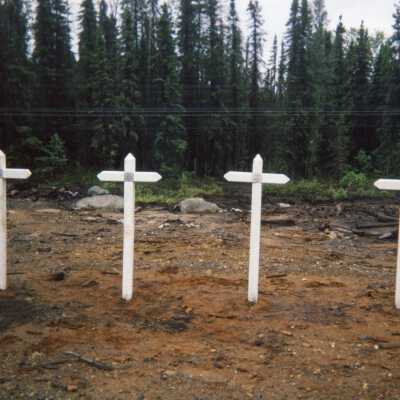 Photograph, Grave Markers at Hornepayne, Train Derailment.
