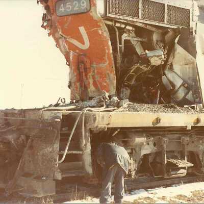 Photograph, CNR Locomotive 4529 Destroyed.