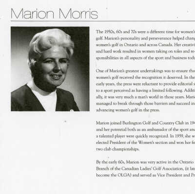 Profile on Marion Morris (Golfer)