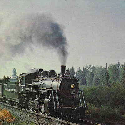 Ontario Northland Railway Postcard showing an Old Time Steam Train taking a Special Excursion Run out of North Bay for Temagami