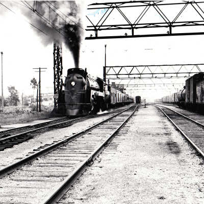 Photograph: "CPR Engine no. 6408 Grand Trunk Western Train #17 Leaving Port Huron for Chicago"