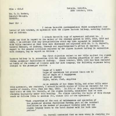 Document, Canadian National Railways Algoma Central Objection Letter.