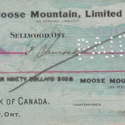 Document-F. Jaworski Moose Mountain Mine Cheque