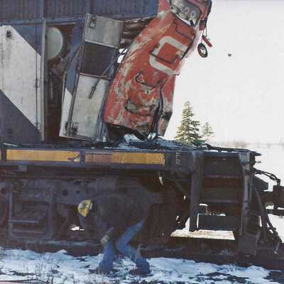 Photograph, CNR Locomotive 4529 Destroyed.